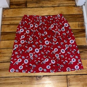 Red Floral JCrew Size large skirt with pockets